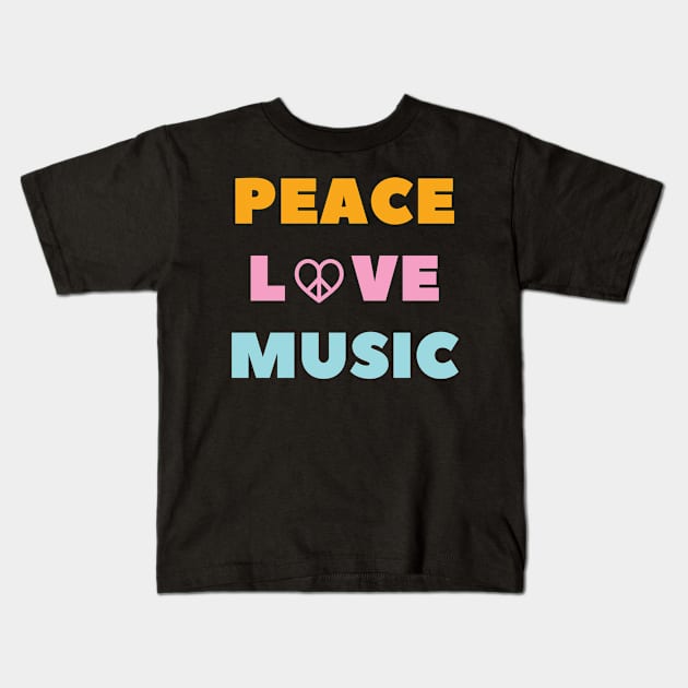 Peace Love Music T-Shirt - Unisex Graphic Tee with Retro Vibe for Casual Wear - Unique Gift for Musicians and Fans Kids T-Shirt by TeeGeek Boutique